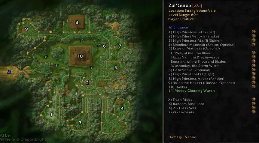 Zul Gurub raid guide map