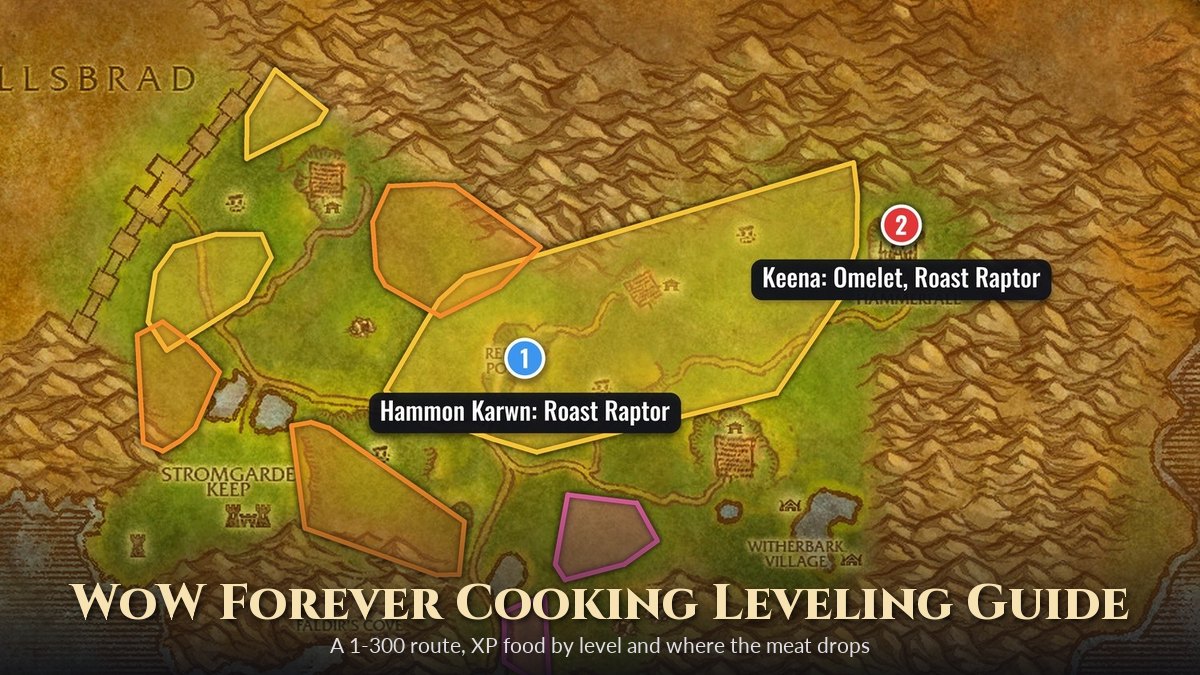 WoW Forever Cooking Leveling Guide 1-300: Route, XP Food by Level and Campfires